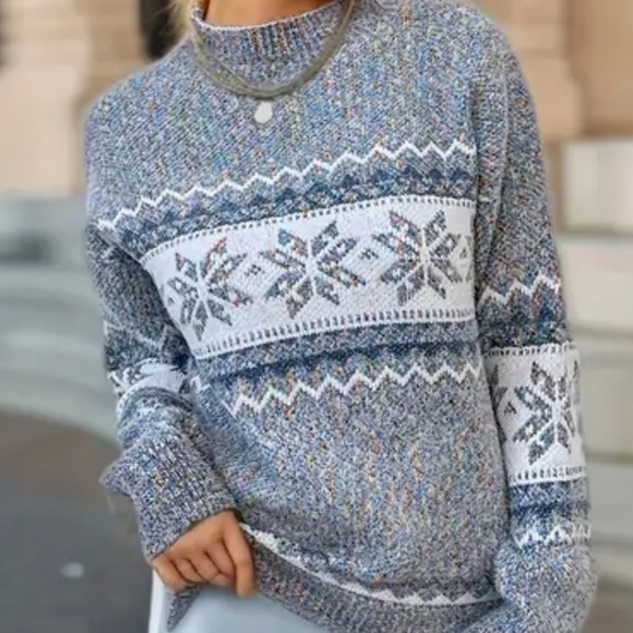 Snowflake Sweater Women Pullover - Picture 1 of 2